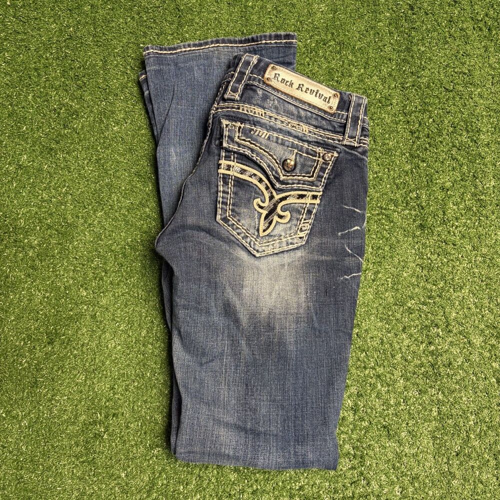 Rock Revival Women’s Jeans 27x30 Medium Wash Bootcut Denim Embellished